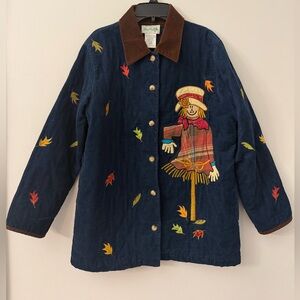 The Quacker Factory Jacket W XS Corduroy Embroidered Scarecrow Quilted Lining
